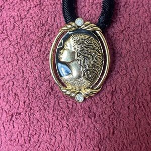 Coreen Simpson Beauty Cameo Black Velvet Necklace